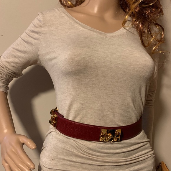 Hermès Corey De Cyan belt burgundy - Picture 3 of 8